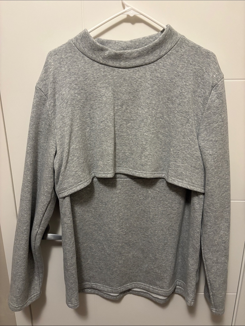 Light Gray Cropped Overlay Turtleneck Sweater